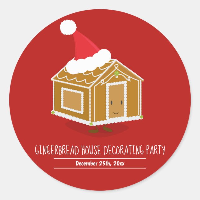 Gingerbread House Decorating Party Sticker (Front)