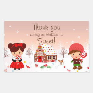 Gingerbread House Decorating Party Thank you Rectangular Sticker