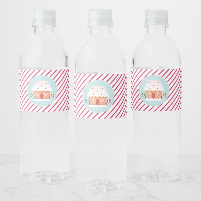 Gingerbread House Decorating Party Water Bottle Label (Bottles)