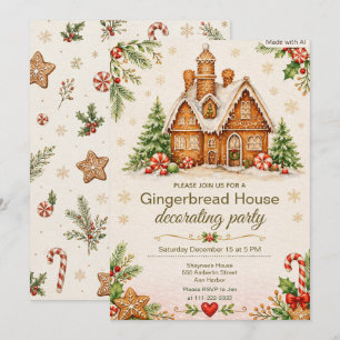 Gingerbread House DecoratingParty Invitation