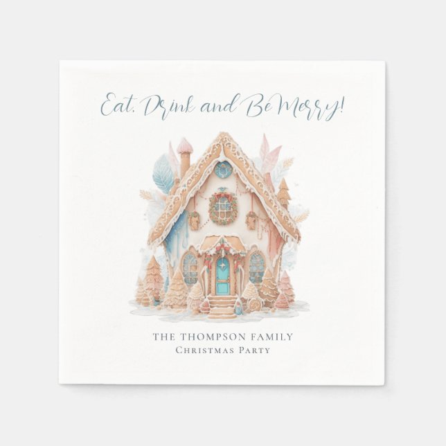 Gingerbread House Eat Drink Be Merry Christmas Napkin (Front)