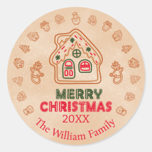 Gingerbread House Family Name Classic Round Sticker
