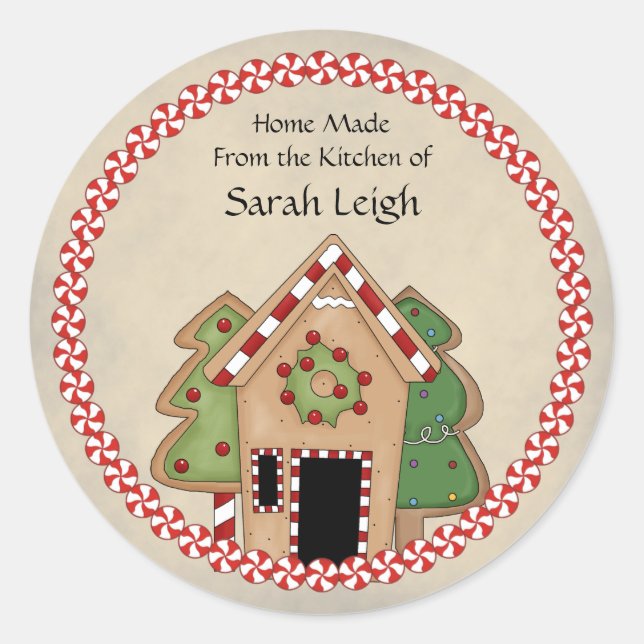 Gingerbread House Food Gift Sticker (Front)