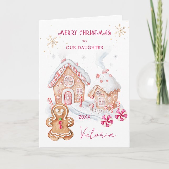 Gingerbread House Girl Daughter Christmas Holiday Card (Front)
