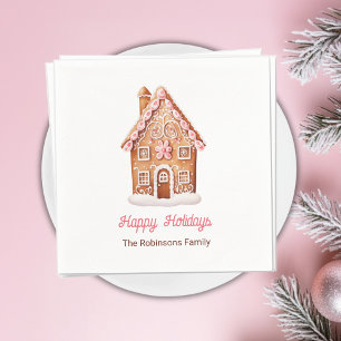 Gingerbread House Happy Holidays Christmas  Napkin