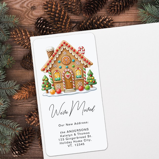 Gingerbread House Holiday Moving New Address  Label (Creator Uploaded)
