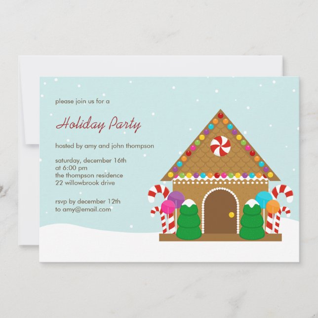 Gingerbread House Holiday Party Invitation (Front)