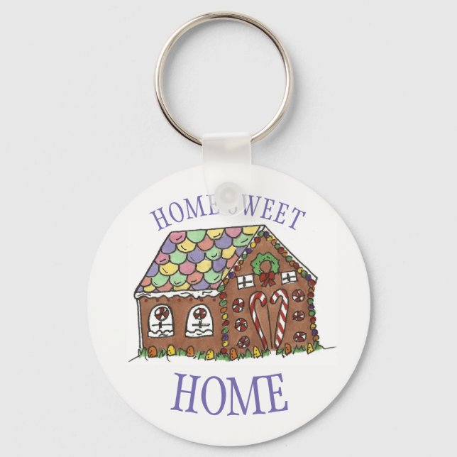 Gingerbread House Home Sweet Home Christmas Xmas Key Ring (Front)