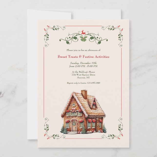 Gingerbread House Invitation (Front)