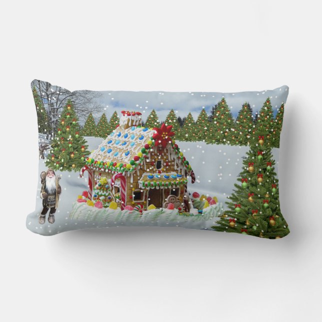 Gingerbread House Lumbar Cushion (Front)