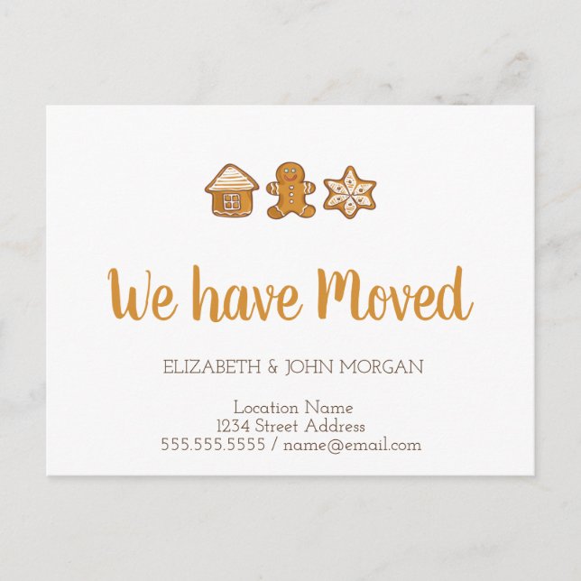 ,Gingerbread House,Man,Star We Have Moved Announcement Postcard (Front)