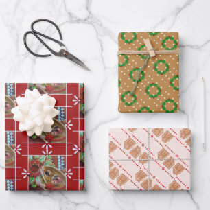 Gingerbread House Mouse & Wreath Watercolor Art Wr Wrapping Paper Sheet