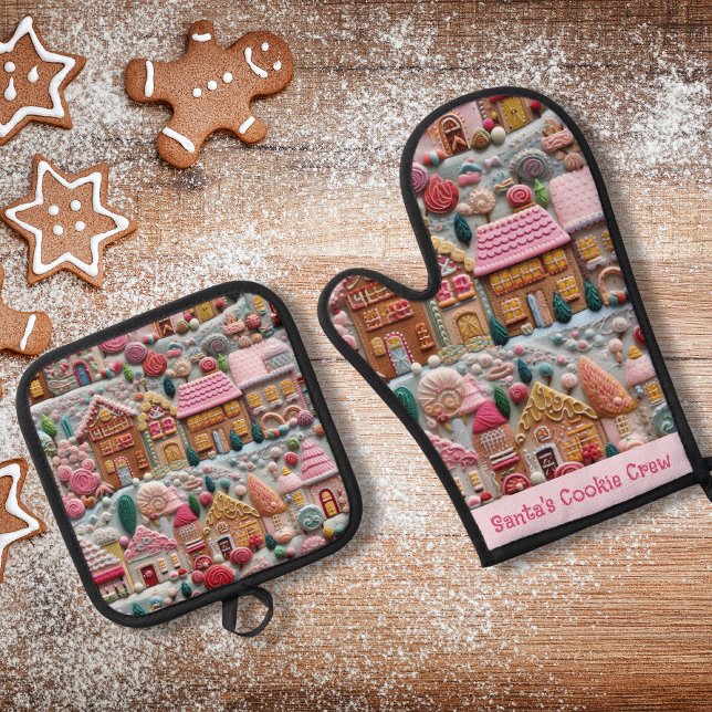 Gingerbread House Oven Mitt & Pot Holder Set (Creator Uploaded)
