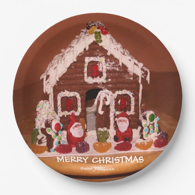 Gingerbread House Paper Plate (Front)