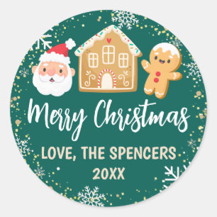 Gingerbread House Party Merry Christmas Holiday Classic Round Sticker
