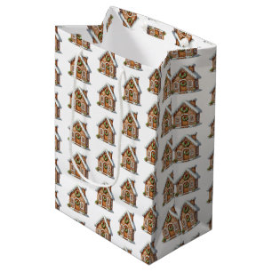 Gingerbread House Pattern Christmas Medium Gift Bag