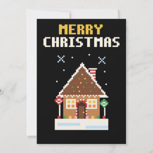 Gingerbread House Pixel Art Christmas Card