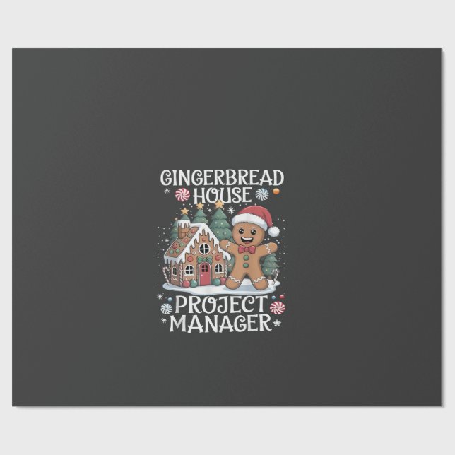 Gingerbread House Project Manager Funny Christmas Wrapping Paper (Flat)