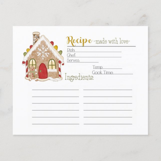Gingerbread House Recipe Card (Front)