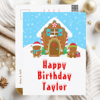 Gingerbread House Red and Blue Happy Birthday