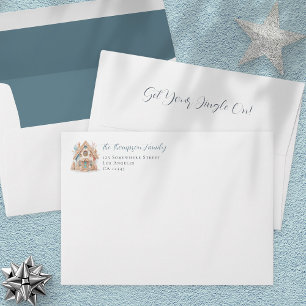 Gingerbread House Return Name Address Christmas Envelope