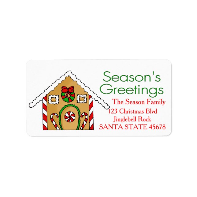 Gingerbread house  Season's Greetings Label (Front)