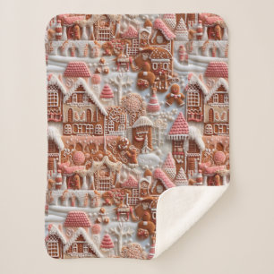 Gingerbread House Sherpa Blanket