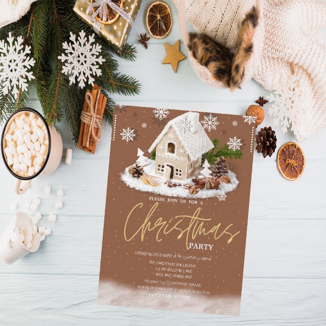 Gingerbread House Snow Company Christmas Invitation (Creator Uploaded)