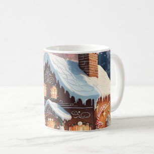 Gingerbread House Snowy Christmas Scene  Coffee Mug
