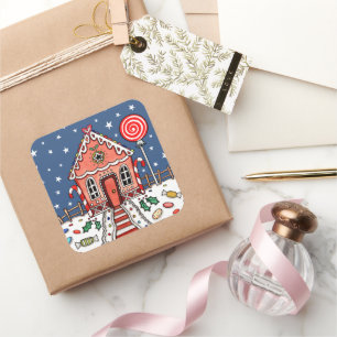 Gingerbread House Square Sticker