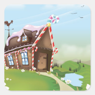 Gingerbread house square sticker