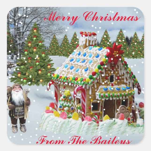 GINGERBREAD HOUSE  SQUARE STICKER (Front)