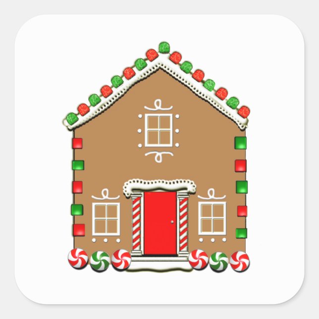 Gingerbread House Square Sticker (Front)