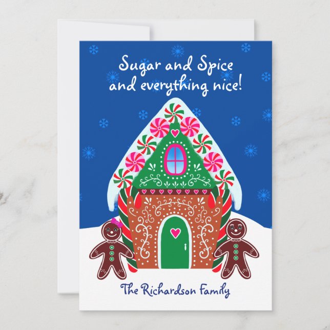 Gingerbread House Sugar and Spice Sweet Christmas Holiday Card (Front)