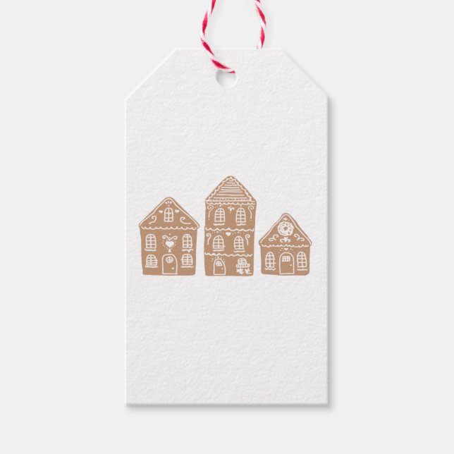 Gingerbread House Village Illustration Gift Tags (Front)