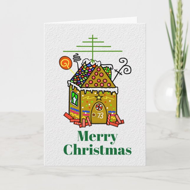 Gingerbread House with Antennae Christmas Card (Front)
