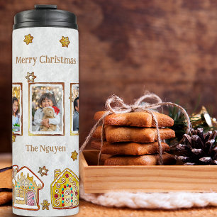 Gingerbread Houses 5 Photo Template White Thermal Tumbler