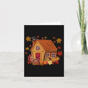 Gingerbread Houses Autumn Season Design Thanksgivi Card