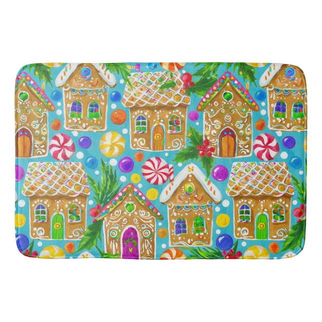 Gingerbread houses bath mat (Front)