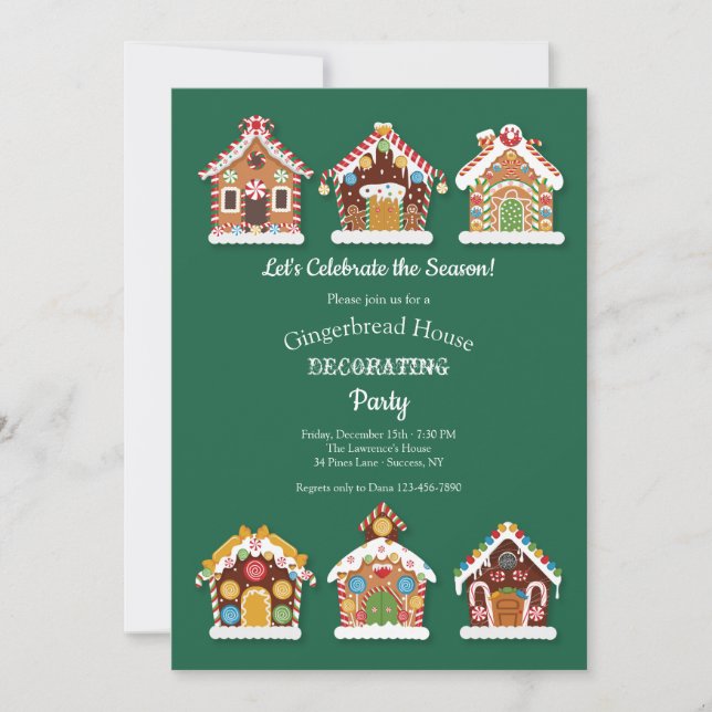 Gingerbread Houses Decorating Party Invitation (Front)