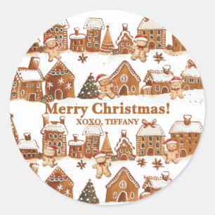 Gingerbread Houses Men Christmas Village Classic Round Sticker