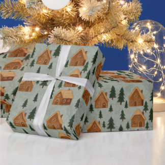 Gingerbread Houses Winter Pattern Wrapping Paper