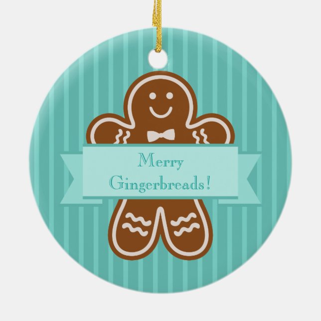 Gingerbread Hugs Ceramic Tree Decoration (Back)