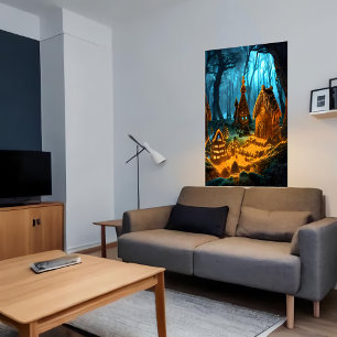 Gingerbread in the dark forest   AI Art  Poster