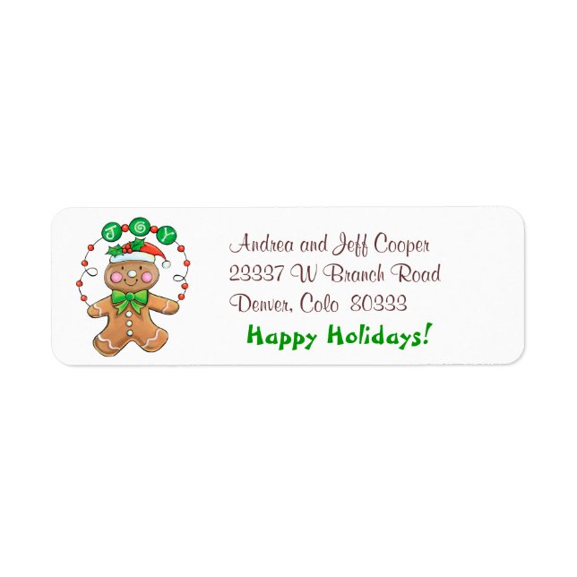 Gingerbread Joy Christmas Return Address (Front)