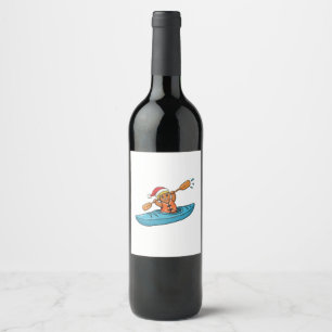 Gingerbread Kayaker Christmas 2026 Holiday Water Wine Label