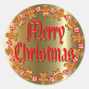 GINGERBREAD KIDS WREATH by SHARON SHARPE Classic Round Sticker