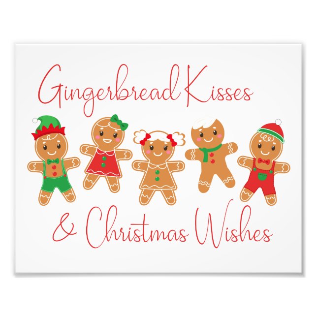 Gingerbread Kisses & Christmas Wishes Photo Print (Front)
