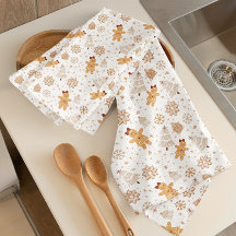 Gingerbread Kitchen Towel with Christmas Tree