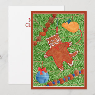 GINGERBREAD KITTY Meowy Christmas 5x7 Card 3